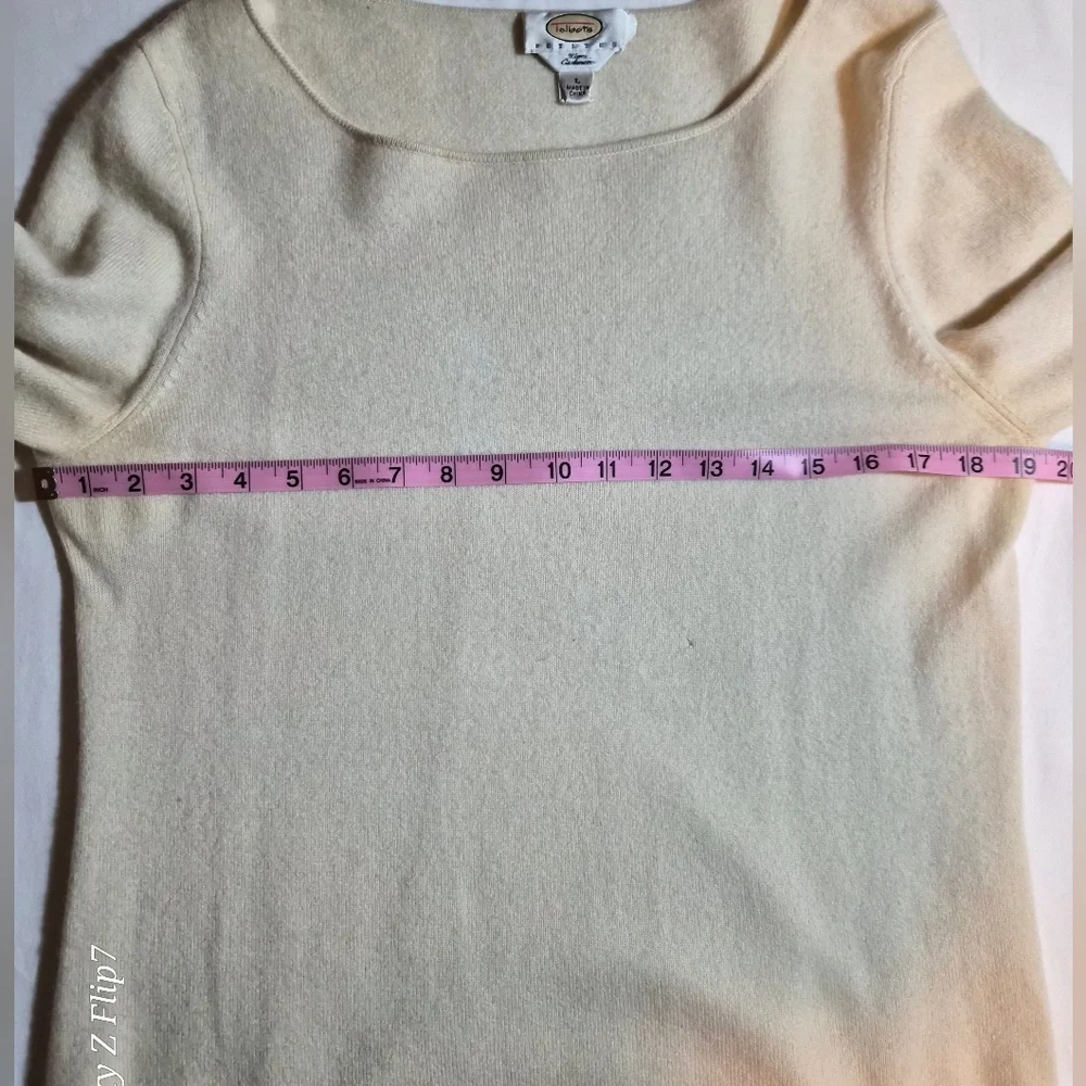 ​Talbots Petites 100% Pure Cashmere Cream Crewneck Sweater Size PL - Picture 4 of 10